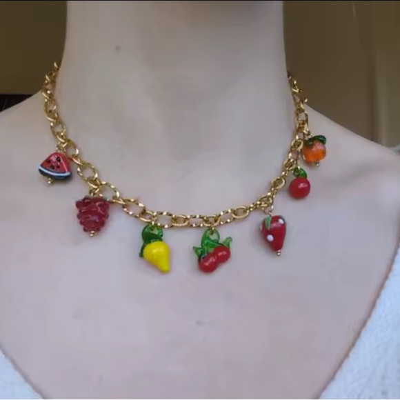 Fruit Charm 18K Gold Stainless Steel Waterproof Necklace - Picture 7 of 10